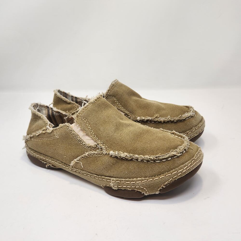 Tony Lama Lindale Wheat Tan Canvas Slip On Shoes Women Size 6B Distressed Casual